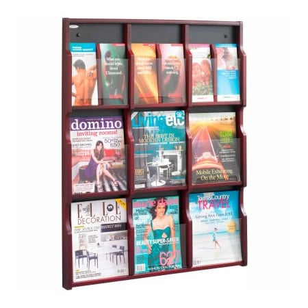 Safco Expose 9 Magazine 18 Pamphlet Display - Mahogany/Black 5702MH